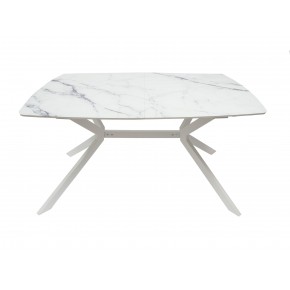 Стол ВВР Джерси Мрамор белый ф/п, белый глянец/белый